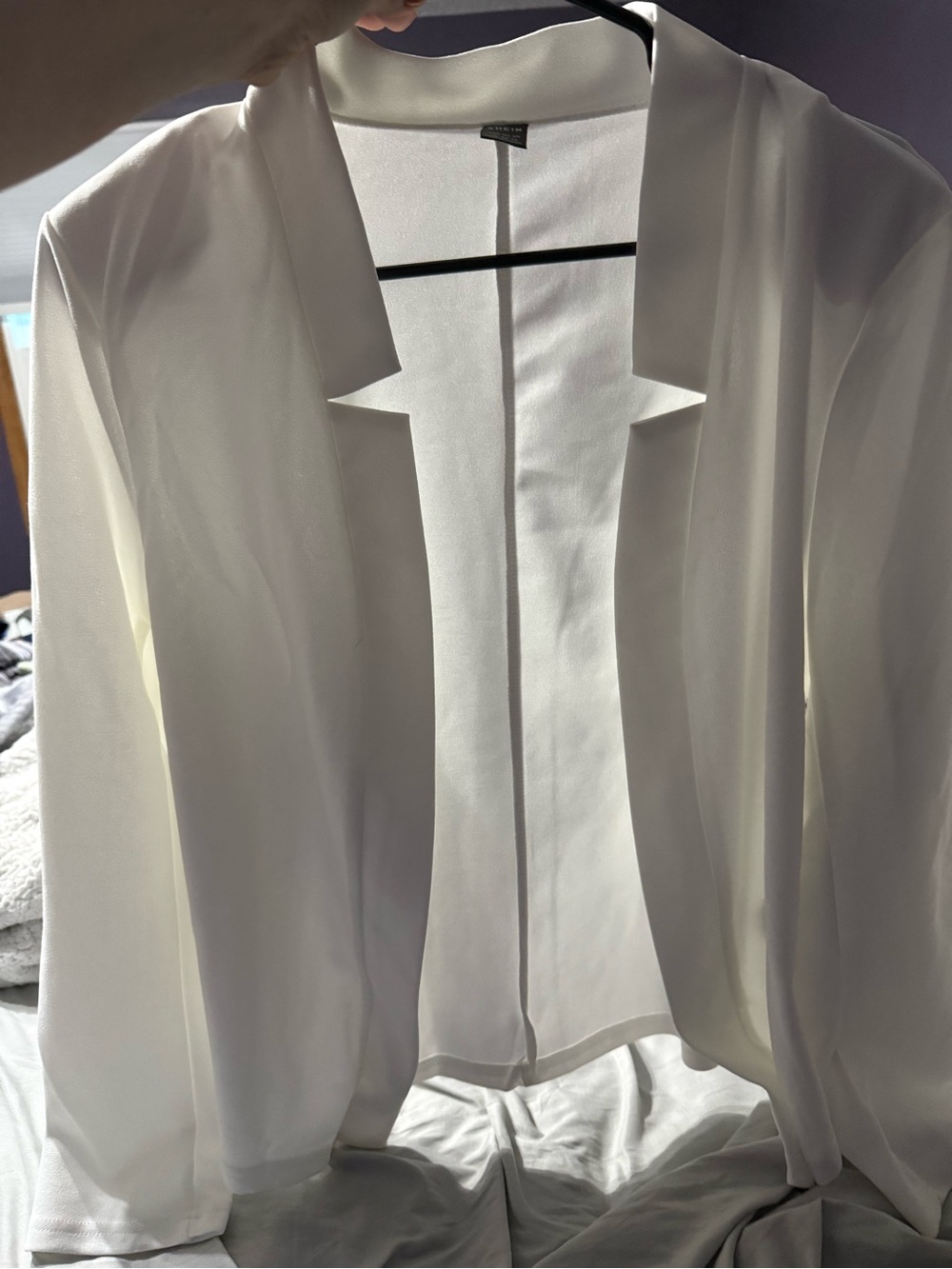 SHEIN White Open-Front Blazer Jacket